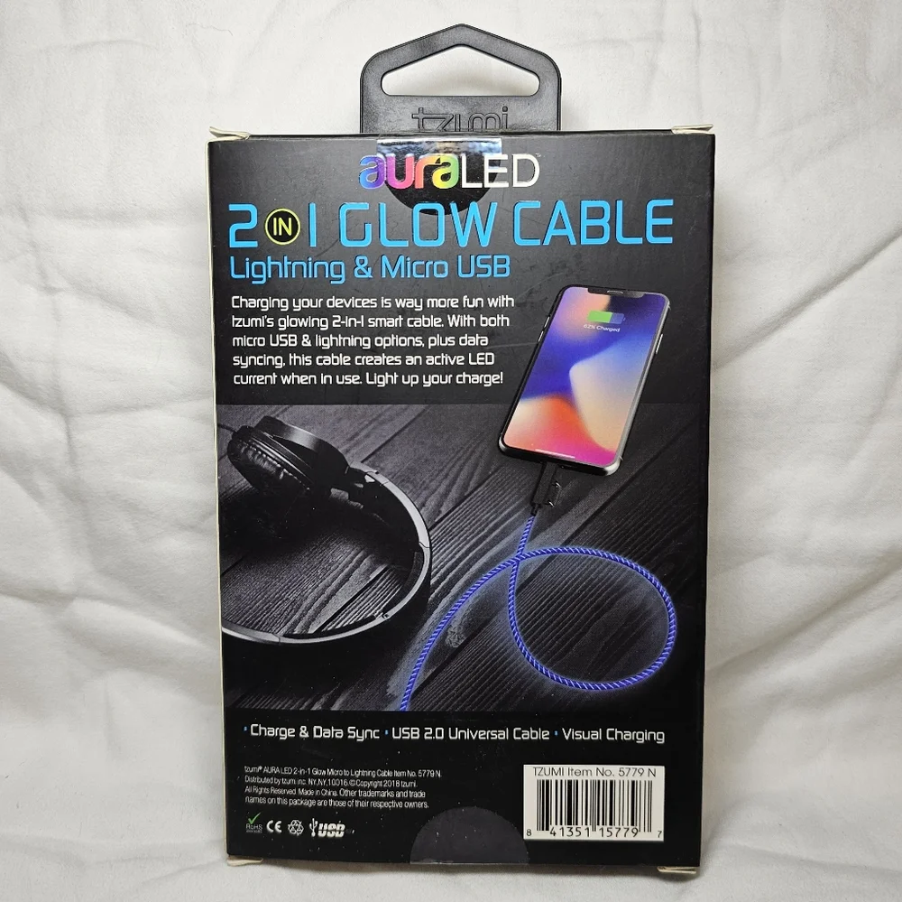 New Tzumi Aura LED 2-in-1 Glow Cable